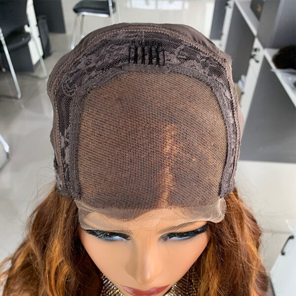 Closure Big Wave Pick Color Bob Real Wig Headgear - Image 3