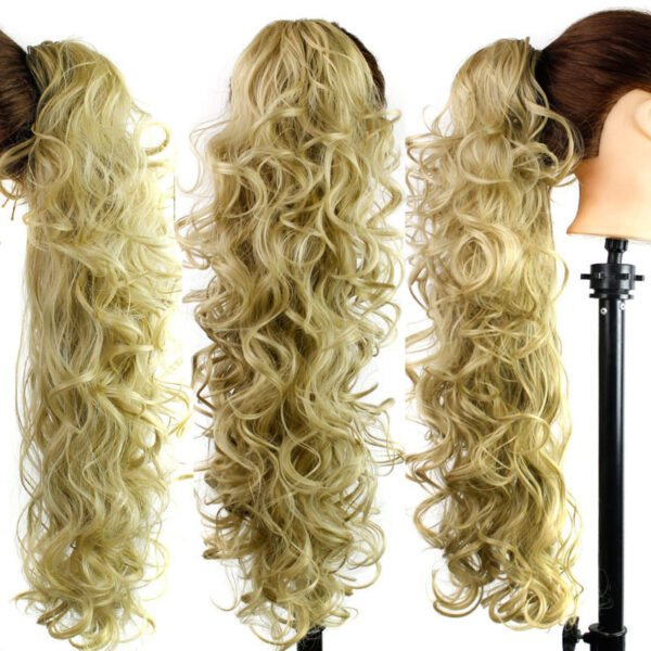 European And American Wig Female Chemical Fiber Ponytail Grab Clip Wavy Long Curly - Image 3