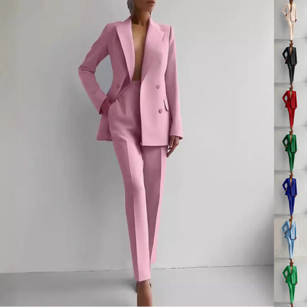 Casual Suits Fashion Long Sleeve Single Breasted Jacket Top And Slim Fit Trousers Women'S Business Suits