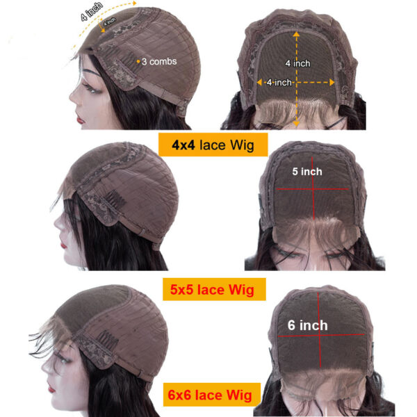 Ladies Mid Length Straight Hair Black Synthetic Front Lace Wig Headgear 2 - Image 4