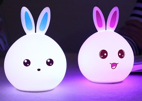 Cute Night Light Animal Rabbit Night Lamps Touch Sensor Silicone Led Colorful Lights - Image 3
