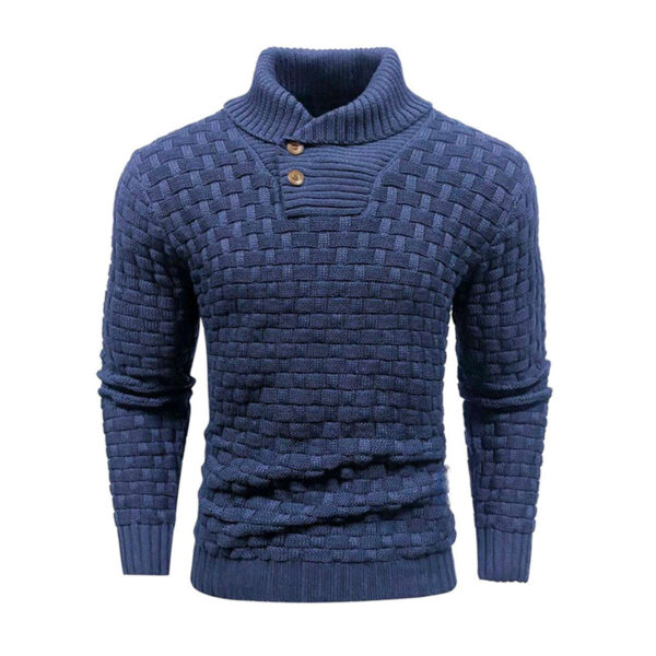 Men'S Slim Turtleneck Sweater With Button Design Fashion Casual Solid Color Pullover Top Clothing - Image 7