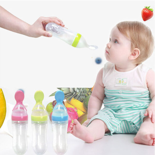 Safe Newborn Baby Feeding Bottle Toddler Silicone Squeeze Feeding Spoon Milk Bottle Baby Training Feeder Food Supplement - Image 1