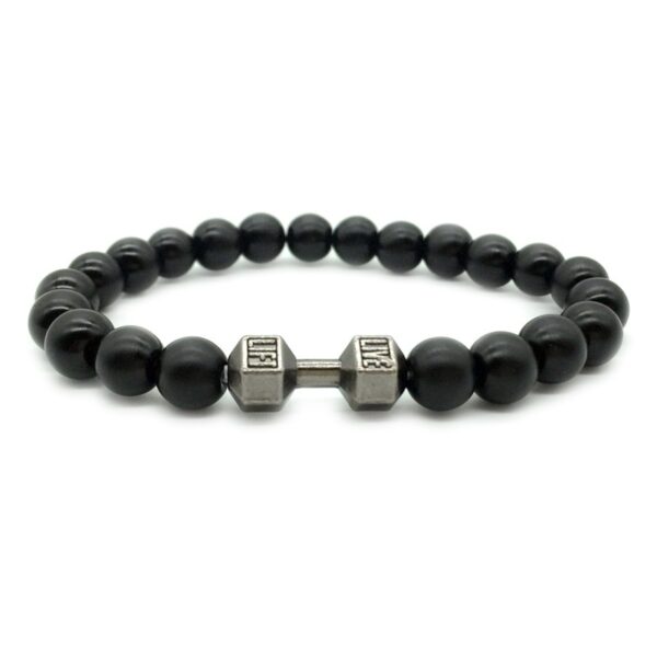 Men'S Jewelry Alloy Metal Barbell &Amp; Lava Rock Stone Beads Fitness Fashion Dumbbell Bracelet - Image 7