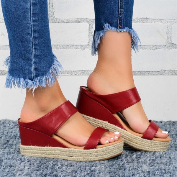 Wedge Heel Slippers Casual Sandals Hemp High Wedge Heel Shoes - Image 3