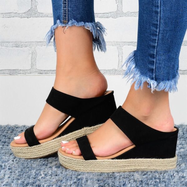 Wedge Heel Slippers Casual Sandals Hemp High Wedge Heel Shoes - Image 4