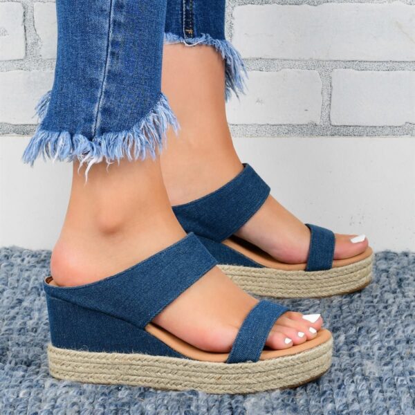 Wedge Heel Slippers Casual Sandals Hemp High Wedge Heel Shoes - Image 5