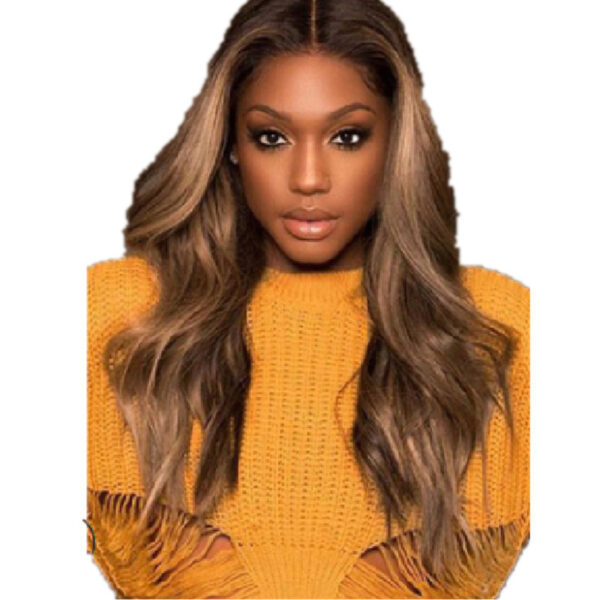 Bleaching And Dyeing Mid Length Curly Hair Coss Brown Gradient Anime Wig New Female Chemical Fiber Headgear - Image 1