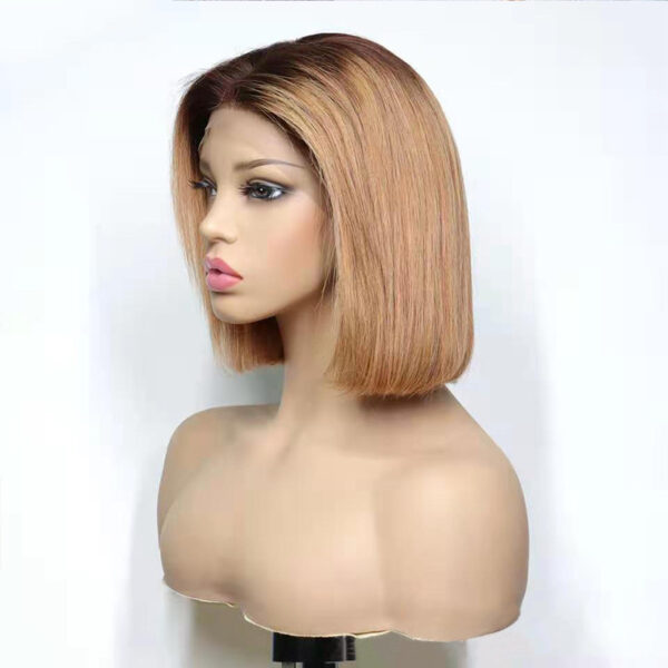 Ladies Medium Long Hair Dyed Black Real Human Hair Wig Set - Image 4