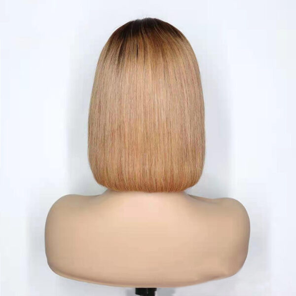 Ladies Medium Long Hair Dyed Black Real Human Hair Wig Set - Image 1