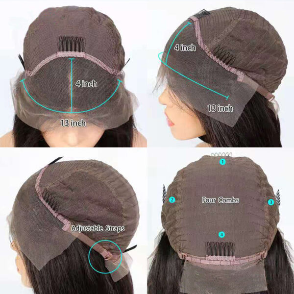 Ladies Medium Long Hair Dyed Black Real Human Hair Wig Set - Image 2