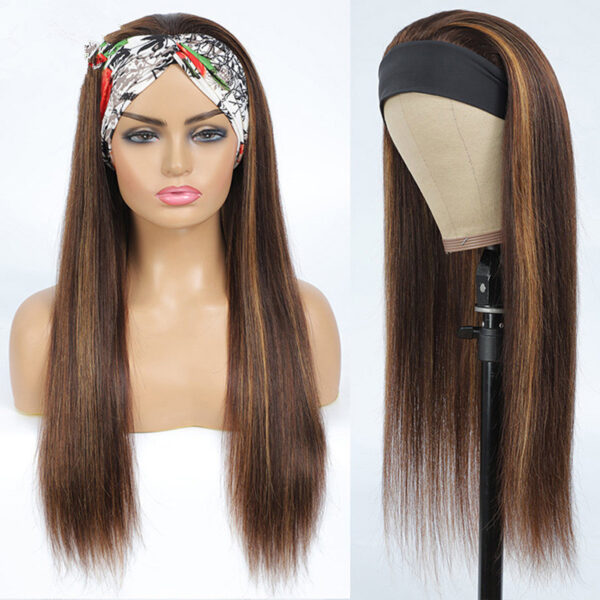 Highlight Color Straight Headband Wig - Image 5
