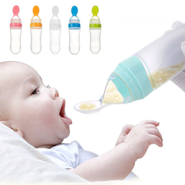 Safe Newborn Baby Feeding Bottle Toddler Silicone Squeeze Feeding Spoon Milk Bottle Baby Training Feeder Food Supplement - Image 3