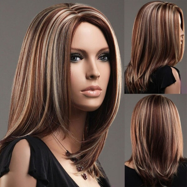 Wigs Are Divided Into Medium And Long Hair, Linen Brown Highlights And Mixed Colors - Image 3
