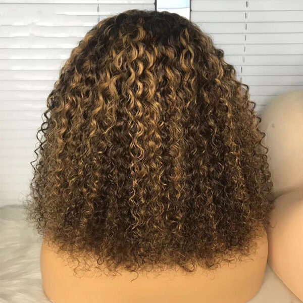 Natural Curly Deep Wave Lace Wig, Piano-color Inter-color Lace Headgear - Image 5