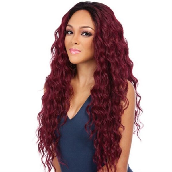 Wig Black Burgundy Multicolor Curly Hair - Image 4