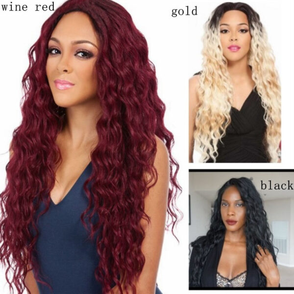 Wig Black Burgundy Multicolor Curly Hair - Image 5