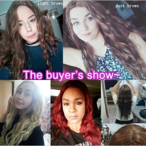 Wig Black Burgundy Multicolor Curly Hair - Image 6