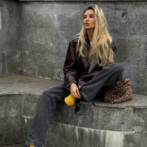 Solid Color Lapel Zipper Jacket Fashion Casual Long Sleeve Leather Coat Tops Women Clothing - Image 6