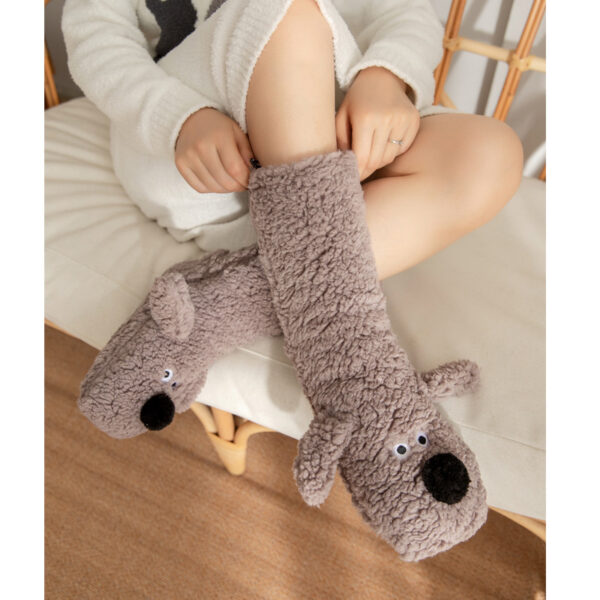 Cute Cartoon Dog Floor Socks Winter Warm Non Slip Plush Socks For Women - Image 3