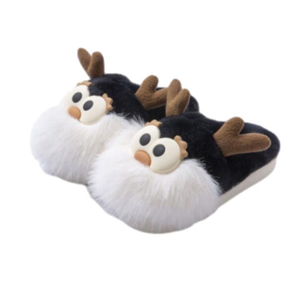 Cute Cartoon Christmas Deer Cotton Shoes Winter Indoor Floor Home Slippers Half Covered Heel Warm Plush Shoes Women - Image 10