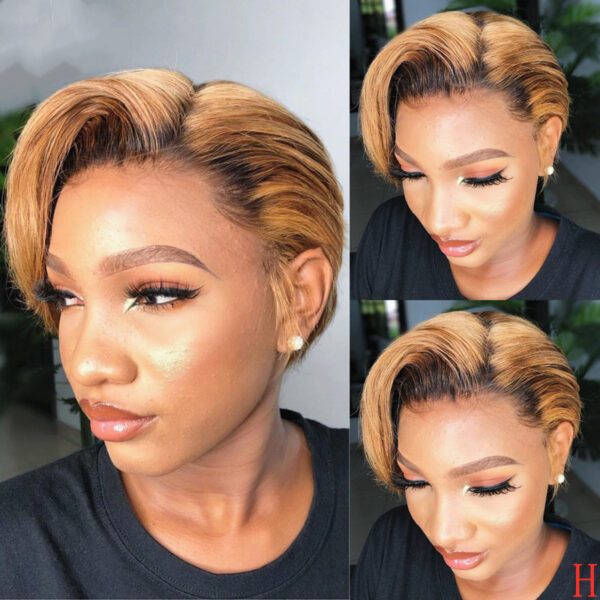 Side Mixed Blonde Short Straight Hair