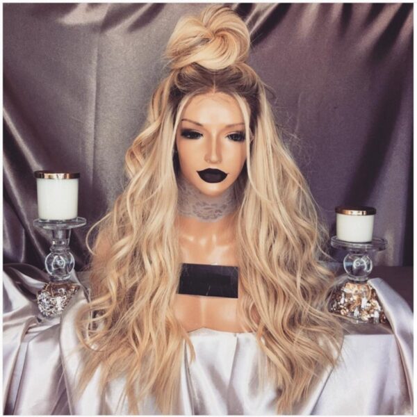 Golden Dyed Gradient Long Curly Hair - Image 1