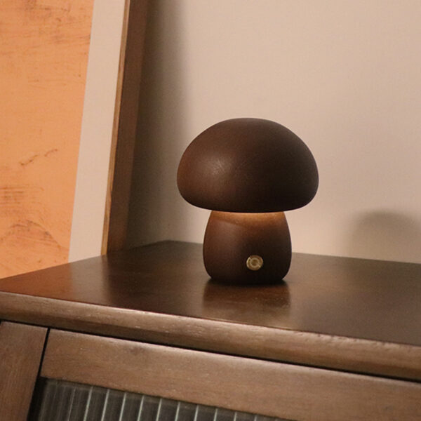 Ins Wooden Cute Mushroom Led Night Light With Touch Switch Bedside Table Lamp For Bedroom Childrens Room Sleeping Night Lamps Home Decor - Image 8