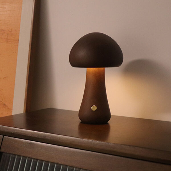 Ins Wooden Cute Mushroom Led Night Light With Touch Switch Bedside Table Lamp For Bedroom Childrens Room Sleeping Night Lamps Home Decor - Image 9
