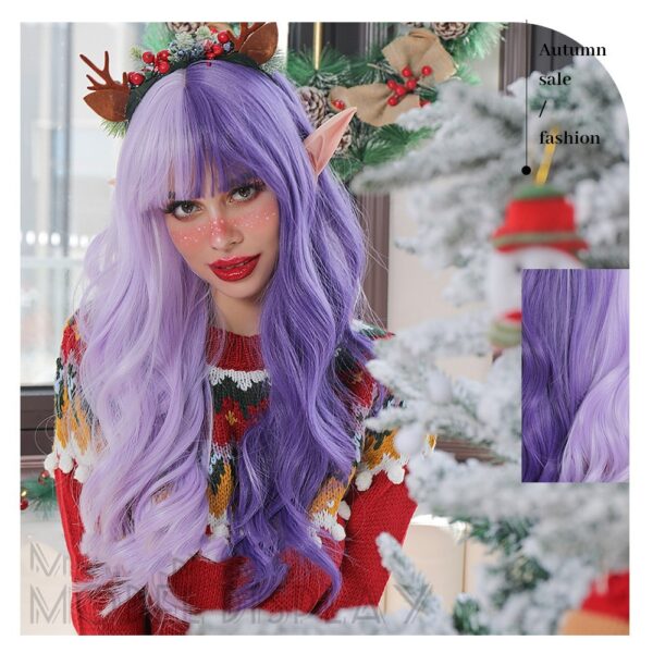 Cosplay Long Wave Red And Green Synthetic Wigs - Image 3