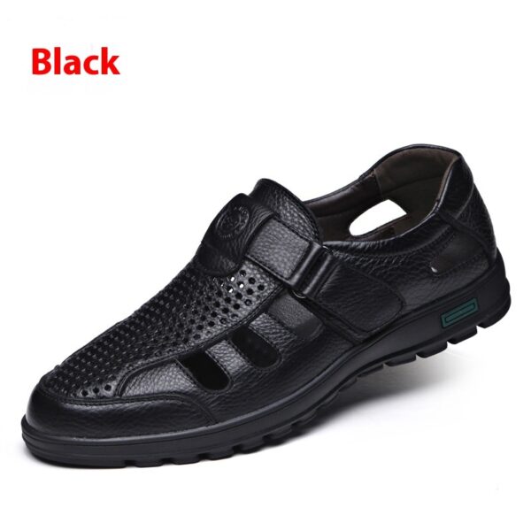 Men's Summer Hollow Breathable Leather Shoes - Image 7