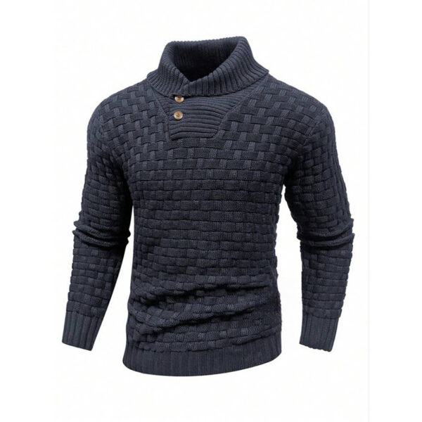 Men'S Slim Turtleneck Sweater With Button Design Fashion Casual Solid Color Pullover Top Clothing - Image 10