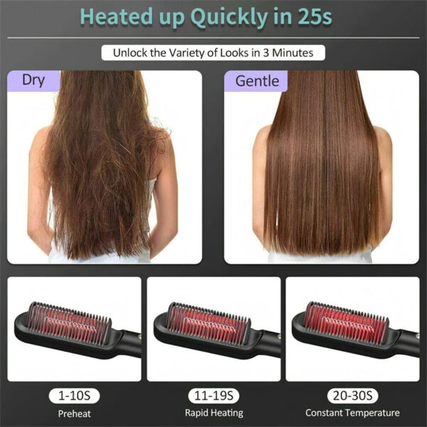 New 2 In 1 Hair Straightener Hot Comb Negative Ion Curling Tong Dual Purpose Electric Hair Brush - Image 5