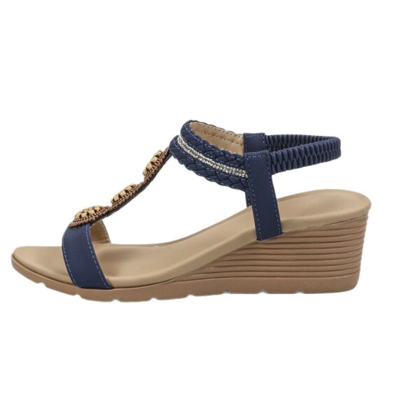 Retro Wooden Diamond Beaded Wedge Sandals Ethnic Style - Image 5