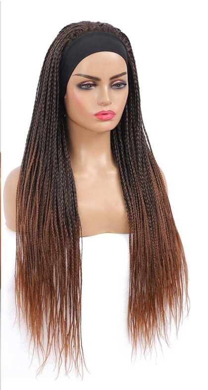 European And American Ice Silk Hair With Turban Wig Three Strand Braid Brazilian Hook Stretch Net - Image 3