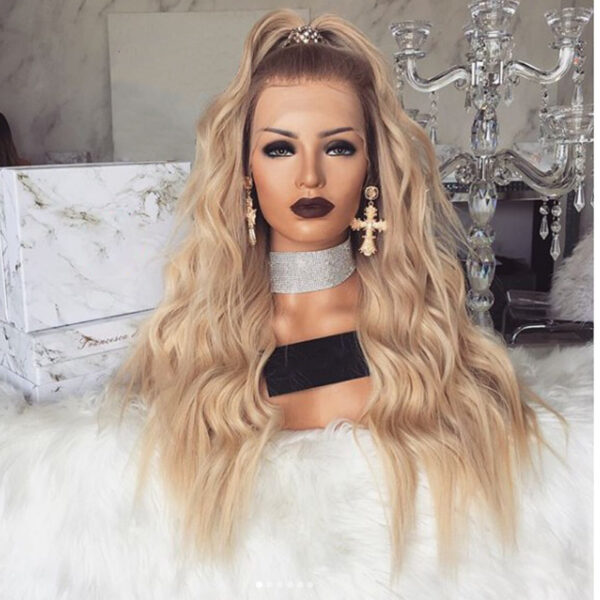 Golden Dyed Gradient Long Curly Hair - Image 3