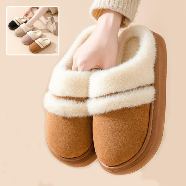 Fashion Warm Cotton Slippers For Women Leisure Thick Bottom Non Slip Plus Velvet House Shoes Winter Bedroom Floor Suede Slipper