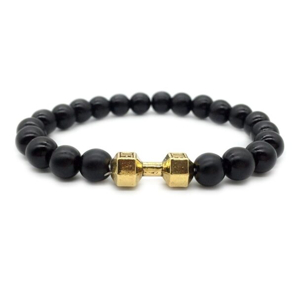 Men'S Jewelry Alloy Metal Barbell &Amp; Lava Rock Stone Beads Fitness Fashion Dumbbell Bracelet - Image 8