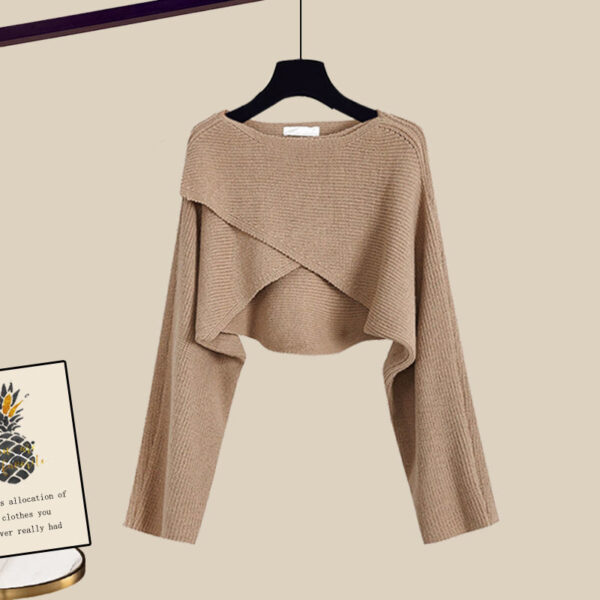 3Pcs Knitted Sweater Suit With Shirt And Wide Leg Pants Autumn And Winter Suit Women - Image 10