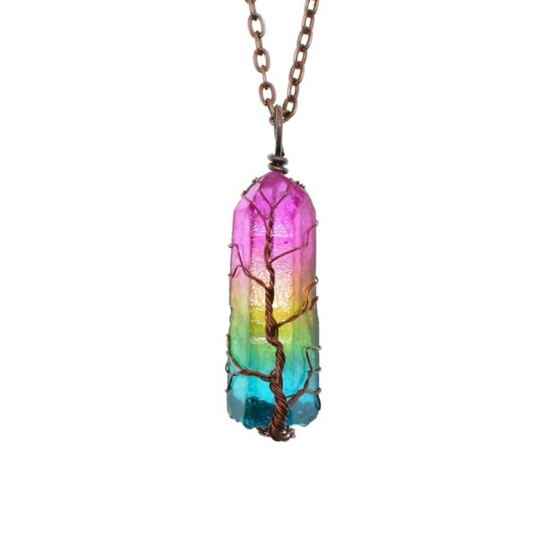 Hot Selling Stone Crystal Pillar Tree Of Life Pendant Ins Fashion Necklace - Image 8