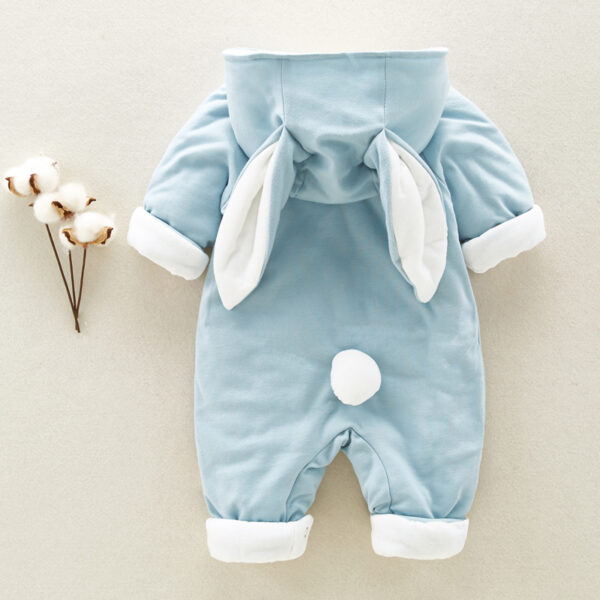 The New Cotton Padded Cotton Baby Romper Thickened Chinchilla Hooded Cotton Baby Onesies Newborn Go Climbing Clothes - Image 4