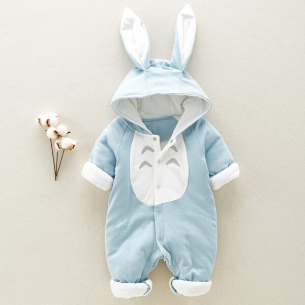 The New Cotton Padded Cotton Baby Romper Thickened Chinchilla Hooded Cotton Baby Onesies Newborn Go Climbing Clothes - Image 6