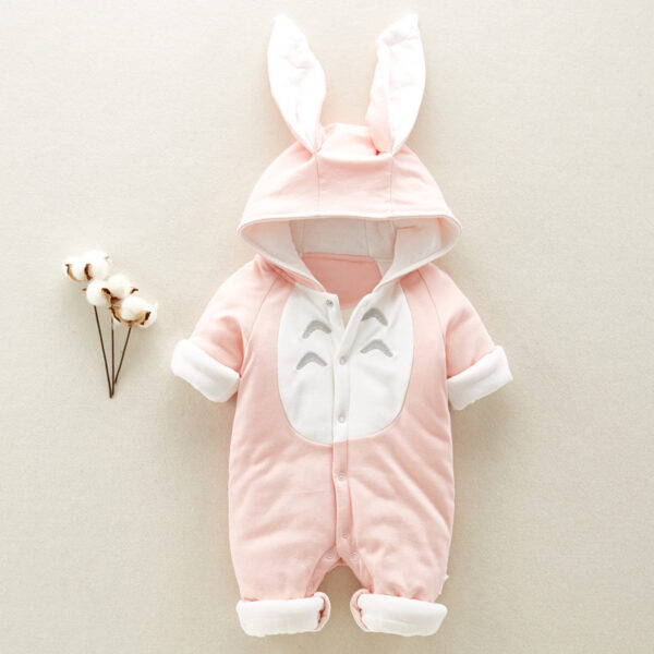 The New Cotton Padded Cotton Baby Romper Thickened Chinchilla Hooded Cotton Baby Onesies Newborn Go Climbing Clothes - Image 7