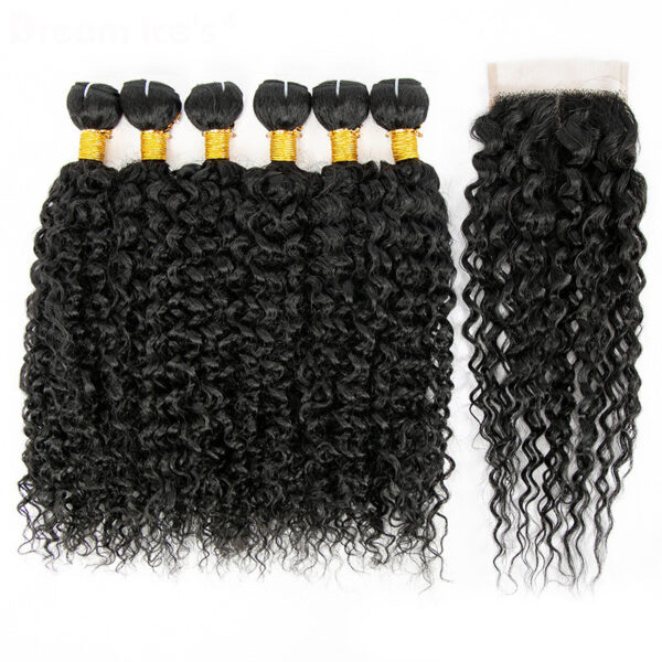 Wig Human Hair Mixed 7 Piece Small Curly Curtain Hair Block Set