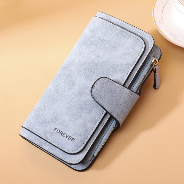Women's Long Wallet Trifold Matte Leather Clutch - Image 6