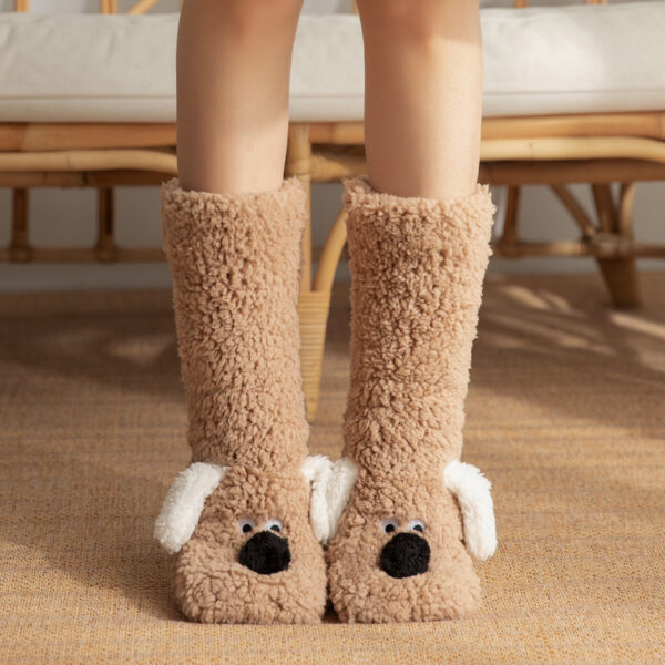 Cute Cartoon Dog Floor Socks Winter Warm Non Slip Plush Socks For Women - Image 9