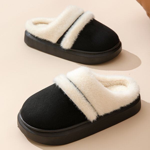 Fashion Warm Cotton Slippers For Women Leisure Thick Bottom Non Slip Plus Velvet House Shoes Winter Bedroom Floor Suede Slipper - Image 10