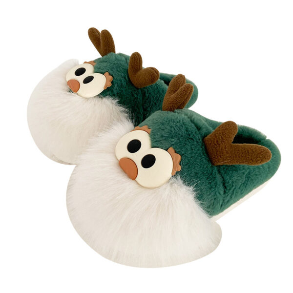 Cute Cartoon Christmas Deer Cotton Shoes Winter Indoor Floor Home Slippers Half Covered Heel Warm Plush Shoes Women - Image 8