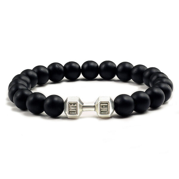 Men'S Jewelry Alloy Metal Barbell &Amp; Lava Rock Stone Beads Fitness Fashion Dumbbell Bracelet - Image 9