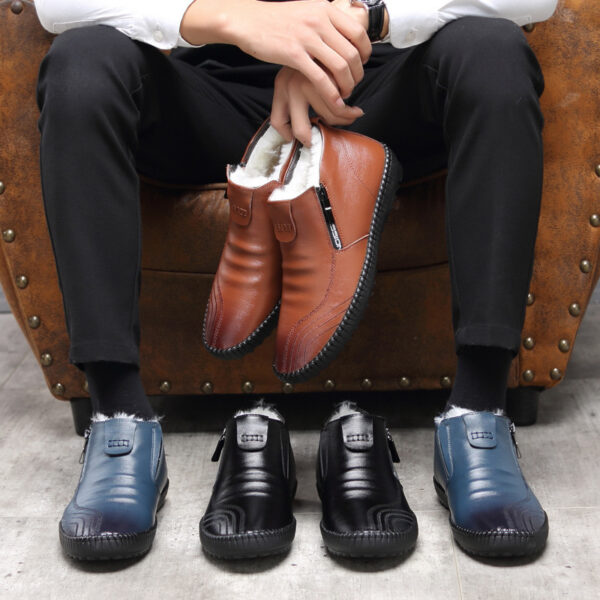 Casual Soft Bottom Cotton Padded Leather Shoes Men'S Shoes - Image 3